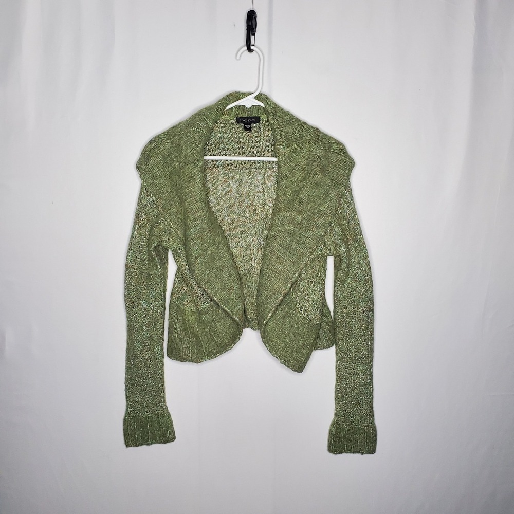 Vtg Bebe Shawl Crop Cardigan Women Medium Open Forest Fairy Grunge Fairy Y2K 00s